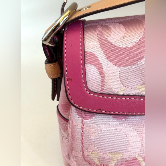 Vintage Y2K Coach Pink SoHo Canvas Buckle Flap Shoulder Purse Bag - Picture 7 of 16